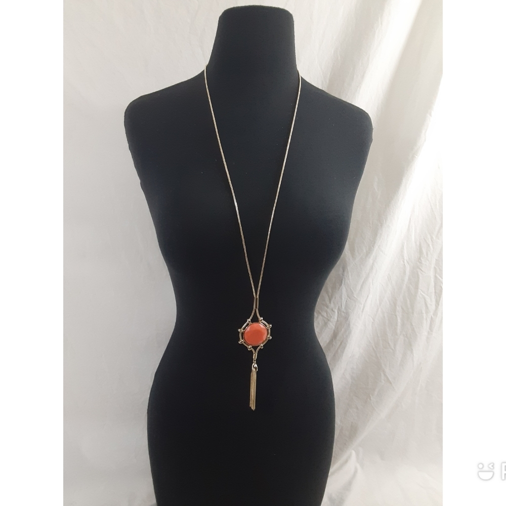 Lane Bryant Gold Tone Chain Lariat Style Statement Pendant Necklace